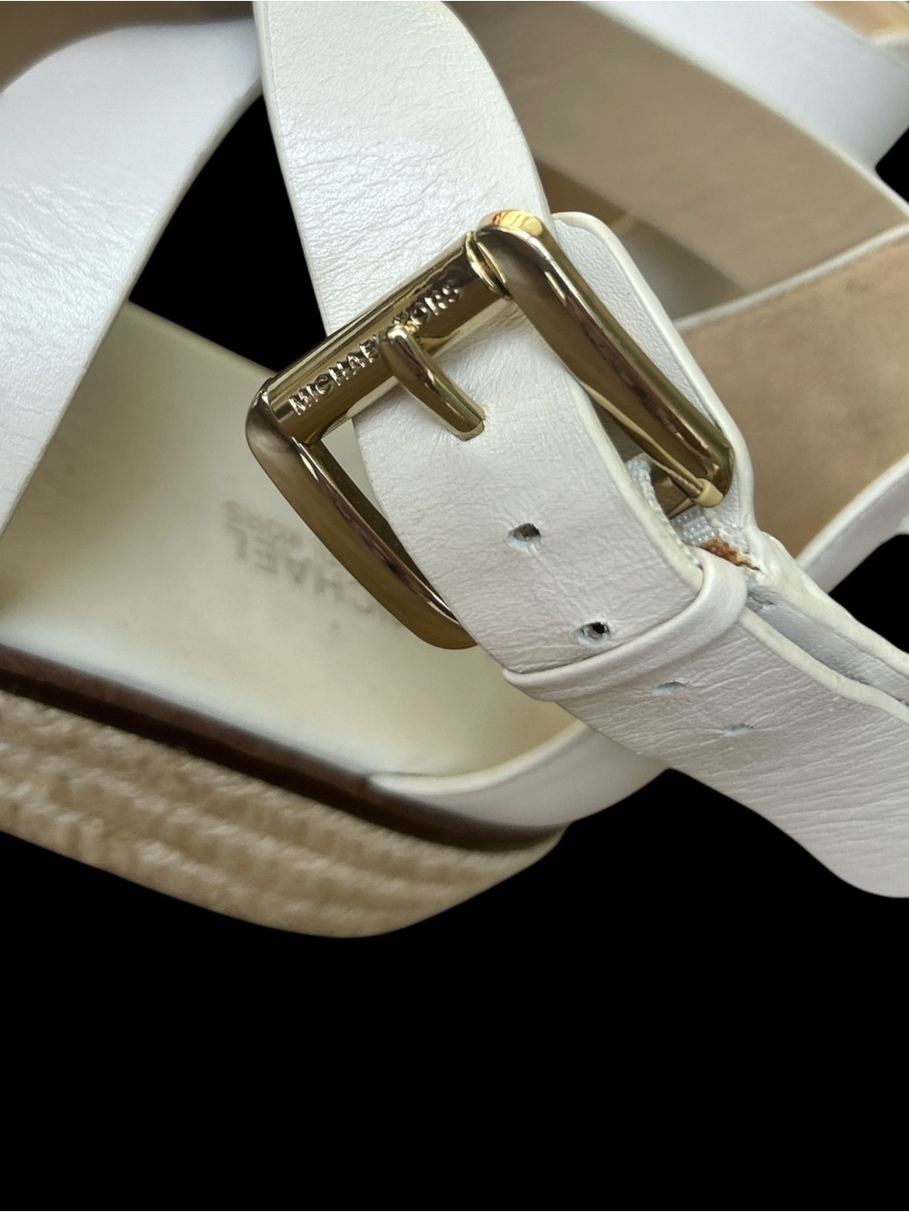 Michael Kors Ivory Sandals with Gold Buckles - Picture 6 of 8